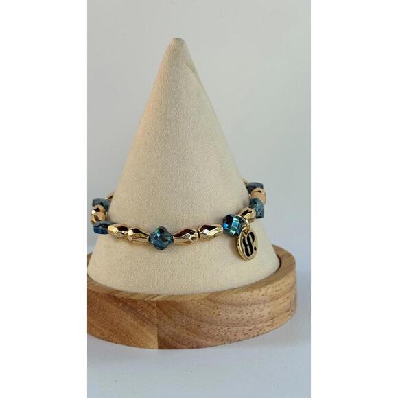 Bomb Party Individual Stacks Bracelet-Msg For Bundle Discounts - Blue on Gold - Picture 1 of 2